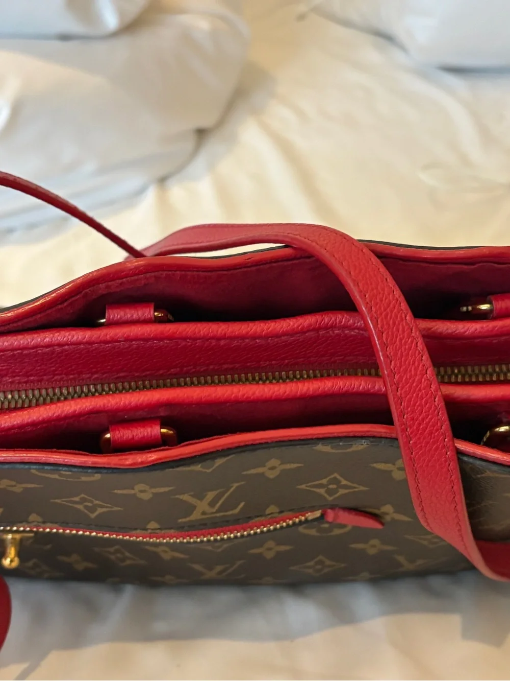 Louis Vuitton Monogram popincourt PM 2 with Red Trim. Japan Sourced